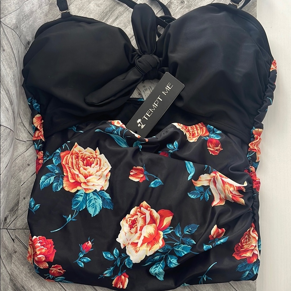 Black Floral Swimsuit
